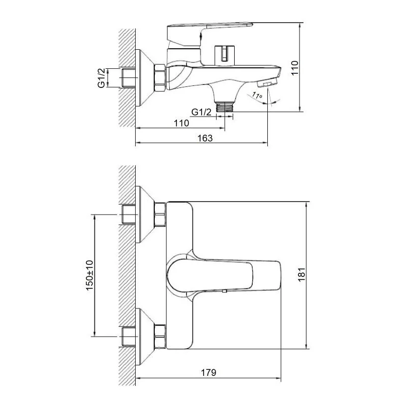 Orange Sofi 2.0 M46-100cr смеситель для ванны/душа однорычажный, хром