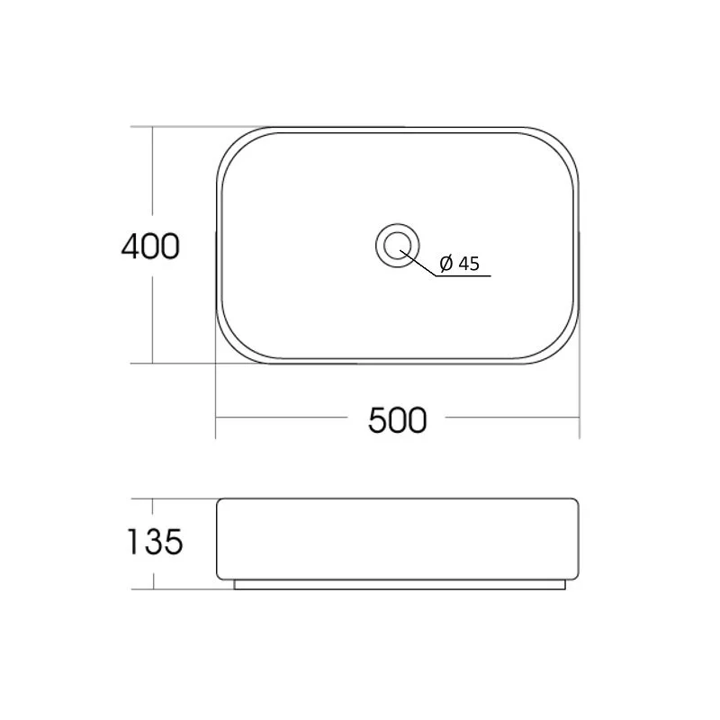 Orange B05-500W раковина накладная санфарфор, белый глянец