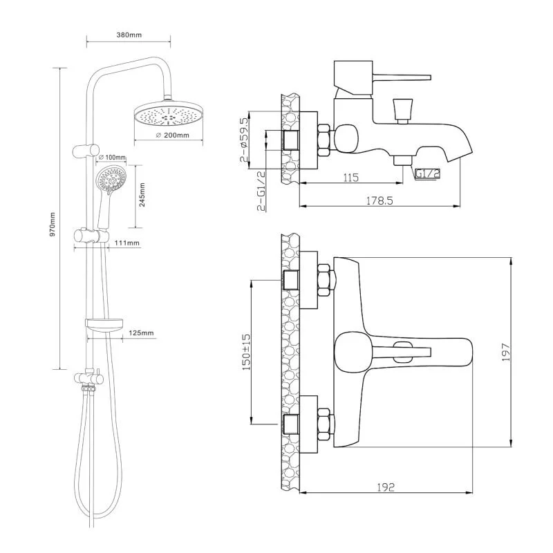 Orange Karl M05-933w душевая система смеситель с изливом, белый