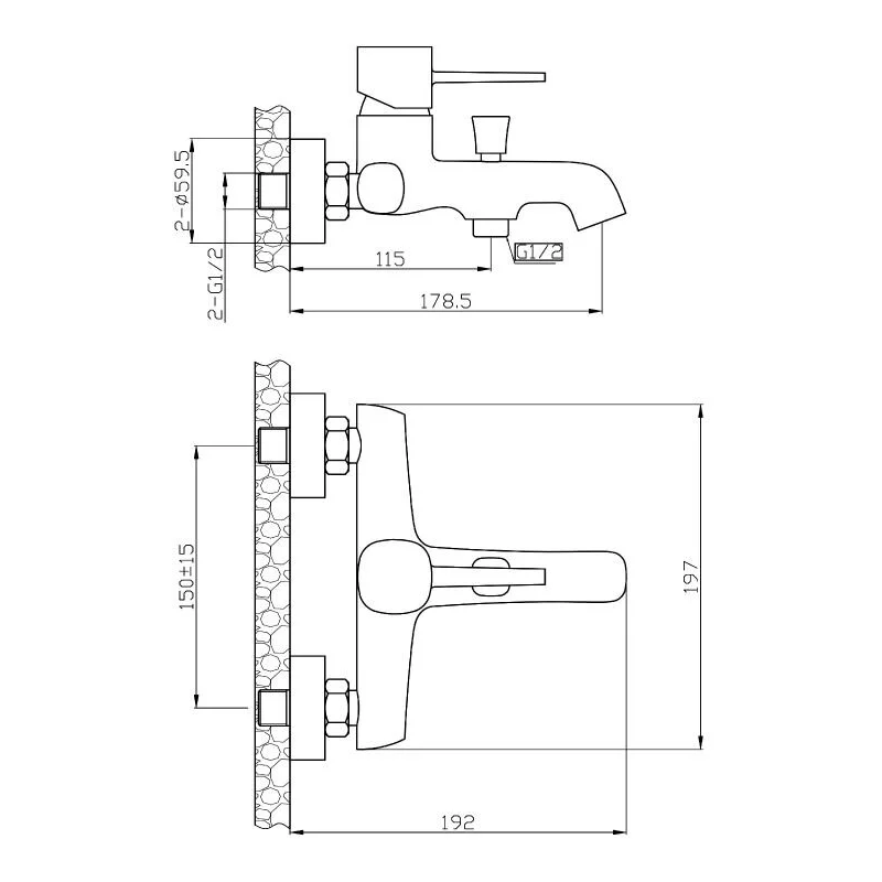 Orange Karl M05-100b смеситель для ванны/душа однорычажный, черный