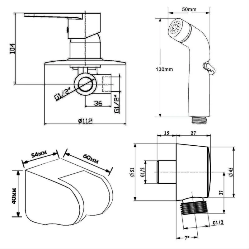 Orange Otto M22-455cr смеситель для душа однорычажный встраиваемый с гигиеническим набором, хром