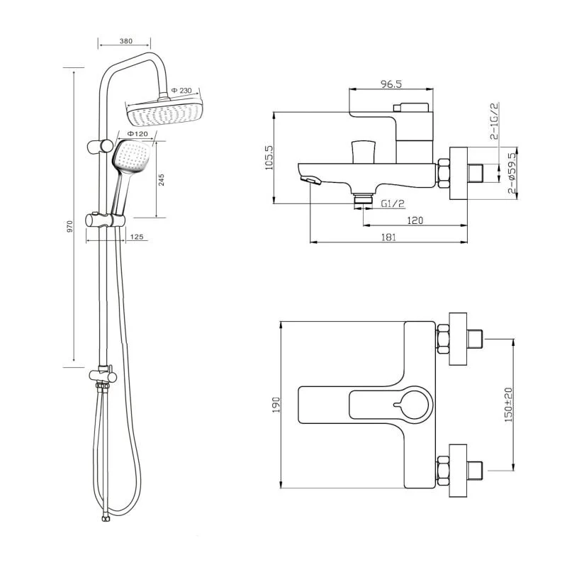Душевая система Orange Thermo T19-944cr термостат с изливом, хром