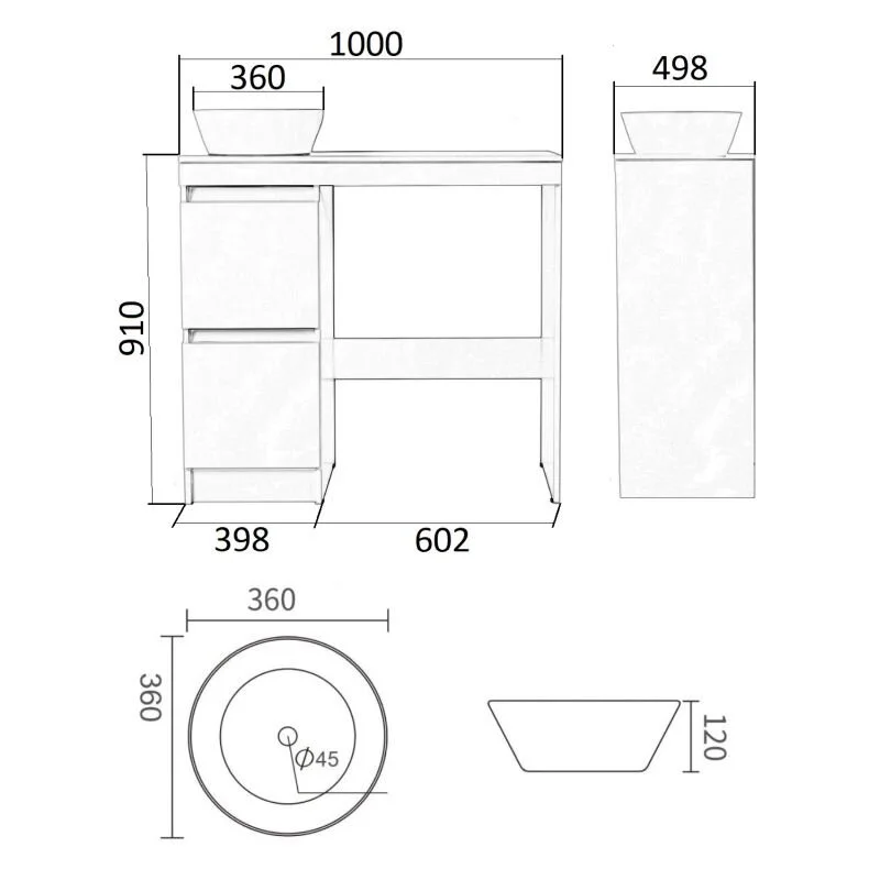 Orange Sistema ST-110TUW+RAR Тумба напольная с правой раковиной 110 см под стиральную машину, белый