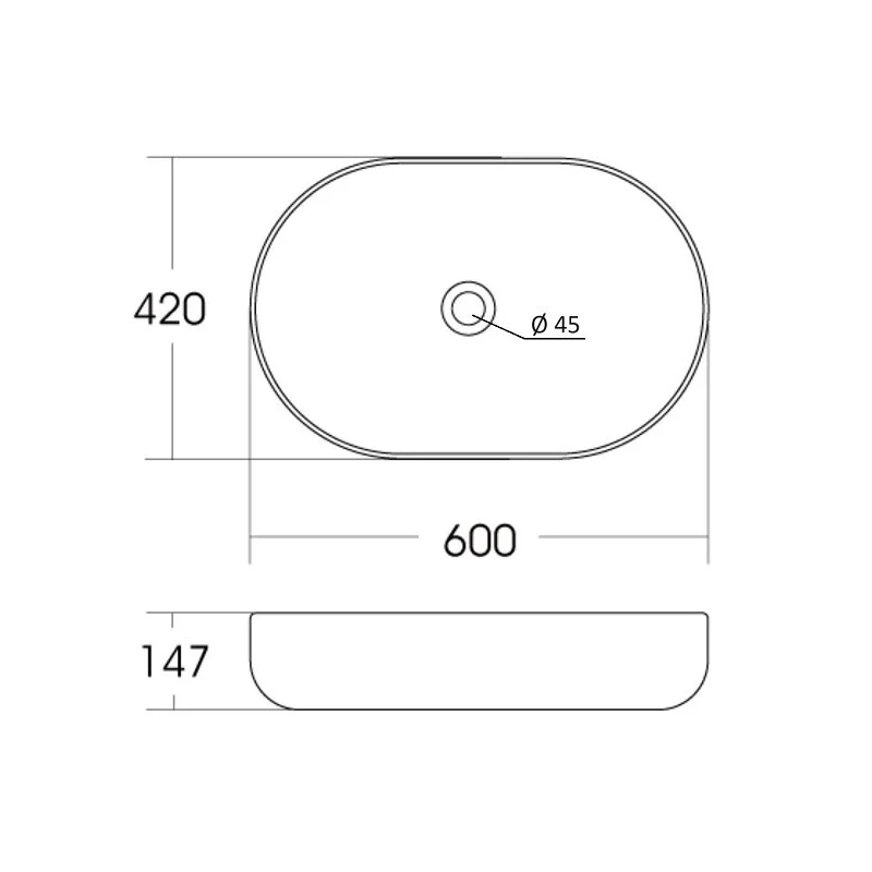 Orange B08-600W раковина накладная санфарфор, белый глянец
