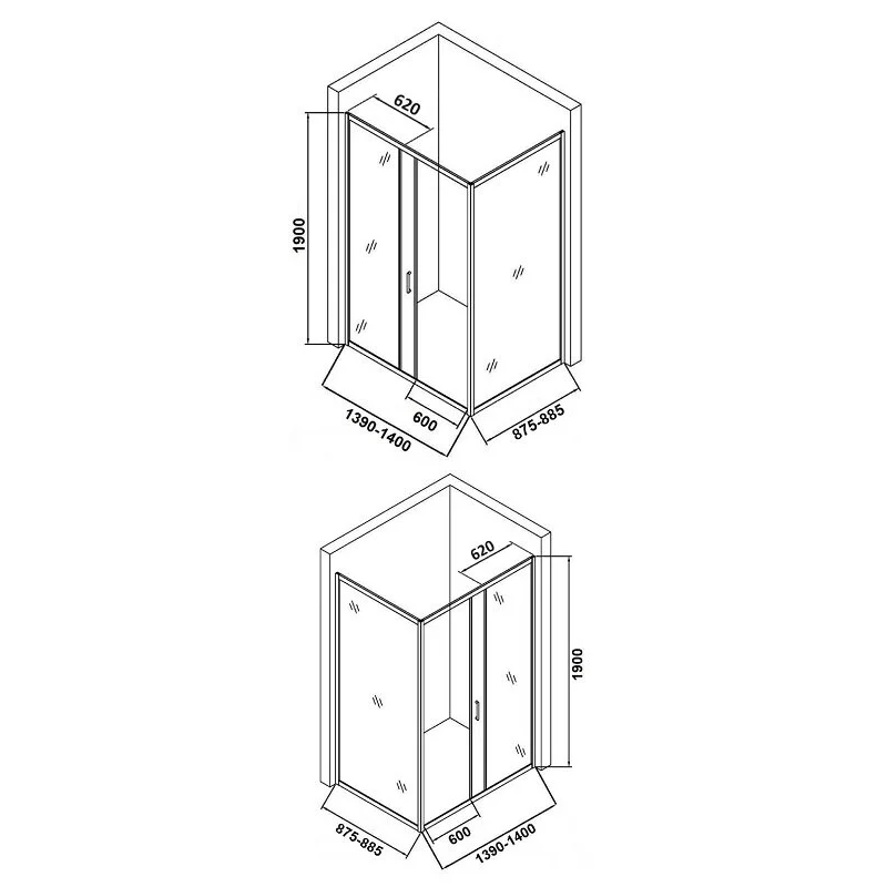 Orange E23-14090TB душевой уголок без поддона с раздвижной дверкой, матовый черный