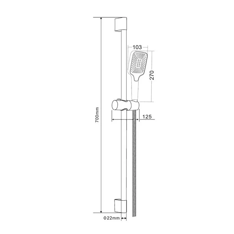 Orange O-Shower OS814cr Душевой гарнитур, штанга 700 мм, лейка 1 режим, шланг 1,5 м, хром