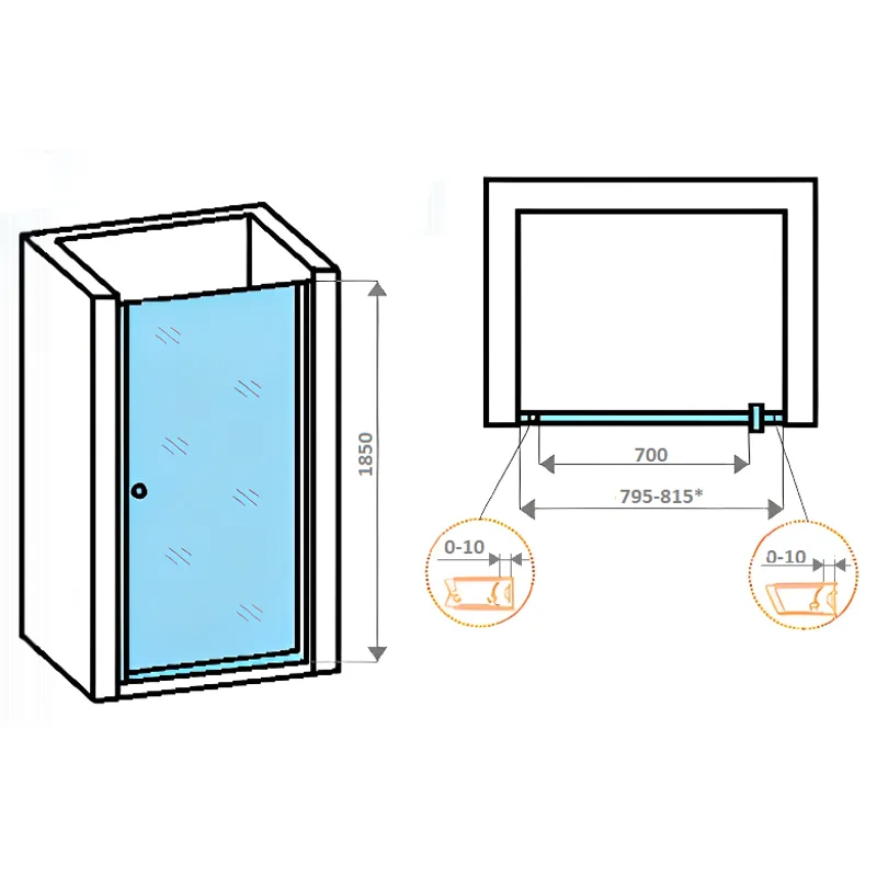 Дверь DE80B душевая в нишу PARLY (80x185)