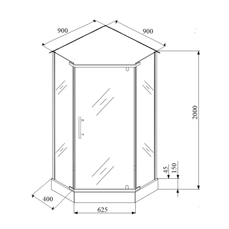 Душевое ограждение с поддоном ZPE911FB PARLY (90х90х200)