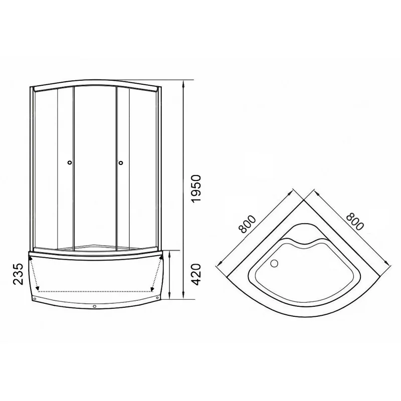 Уголок ZF80 душевой PARLY с поддоном