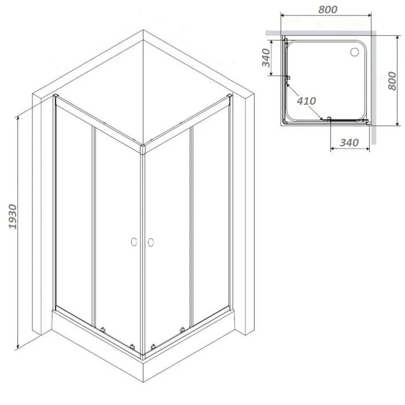 Уголок ZQ8111 душевой PARLY с поддоном