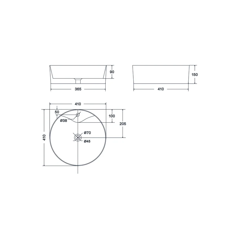 Умывальник накладной, круглый Point Виктория 41, PN43065WB
