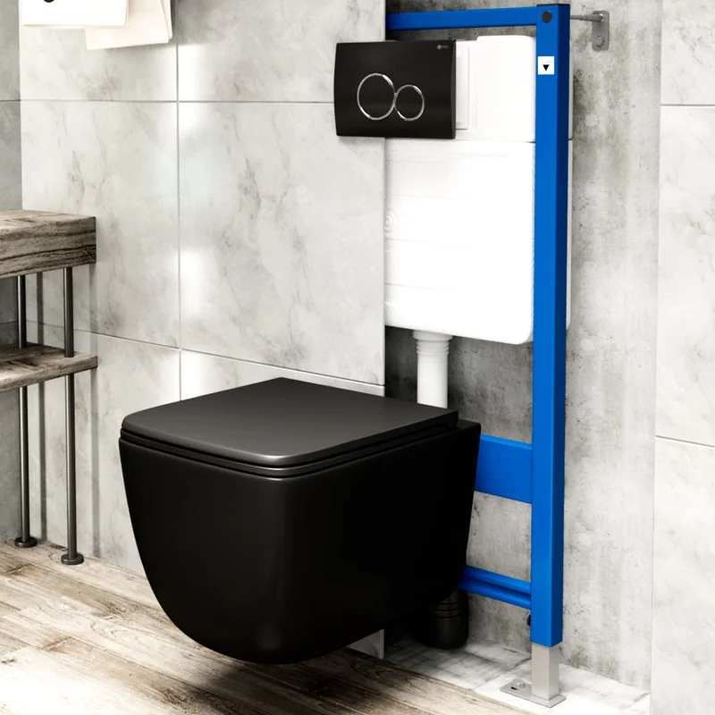 Унитаз подвесной Point Меркурий безободковый, черный мат., сиденье дюропласт микролифт быстросъем., PN41831BM