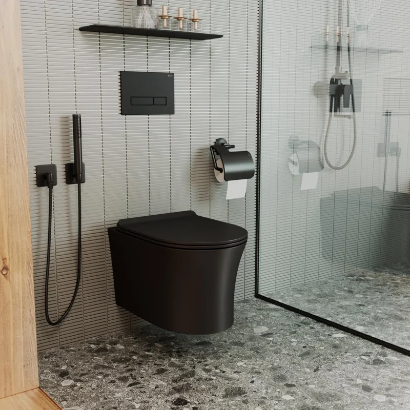 Унитаз подвесной Point Вега безободковый, черный мат., сиденье дюропласт микролифт быстросъем., PN41711BM