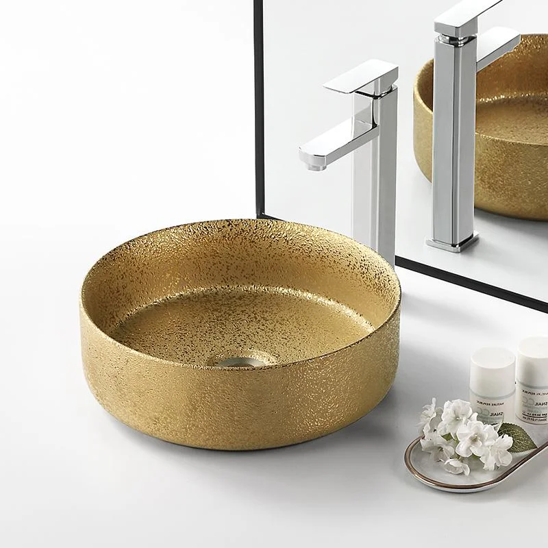 Умывальник накладной, круглый, золото брашированное, Point Виктория 37, PN43064GB