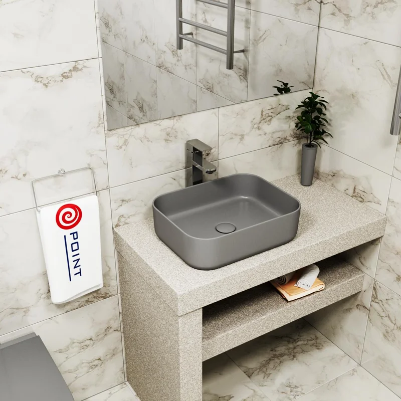 Умывальник Point Меркурий 50 PN43832GM прямоугольный, графит