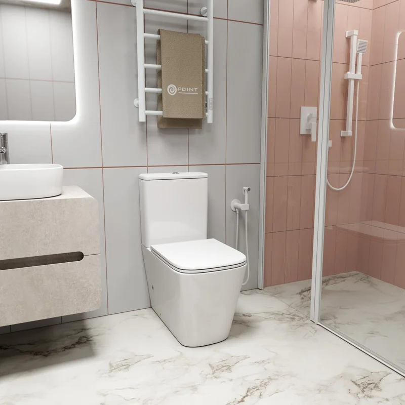 Унитаз-компакт Point Ника безободковый, белый, сиденье дюропласт микролифт быстросъем., PN42081