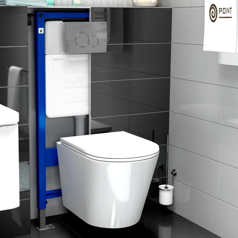 Унитаз подвесной Point Виктория безободковый, белый, сиденье дюропласт микролифт быстросъем., PN41061