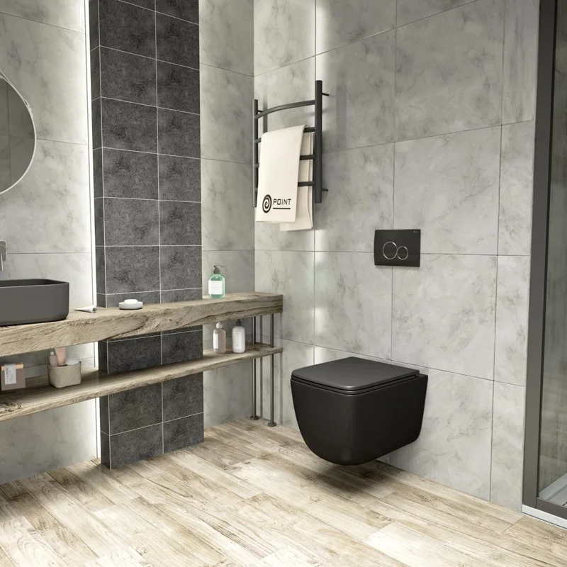 Унитаз подвесной Point Меркурий безободковый, черный мат., сиденье дюропласт микролифт быстросъем., PN41831BM