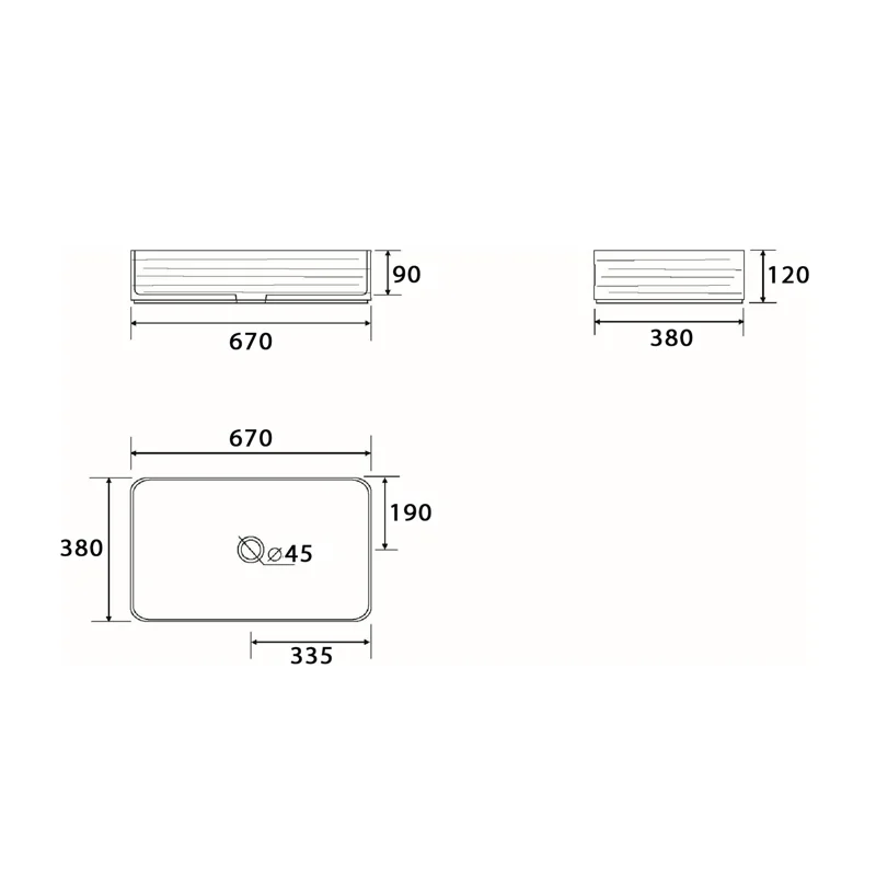 Умывальник накладной, прямоугольный Point Омега 68, PN43904