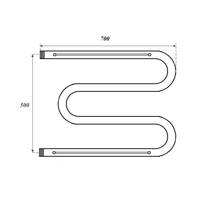 Полотенцесушитель водяной Point PN38557P 500x700 М-образный (1