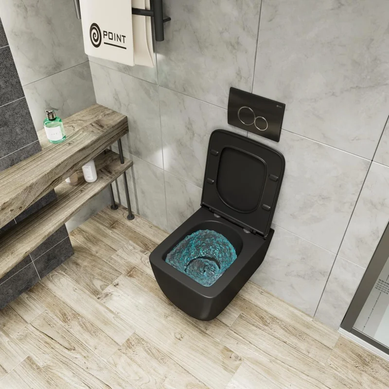 Унитаз подвесной Point Меркурий безободковый, черный мат., сиденье дюропласт микролифт быстросъем., PN41831BM