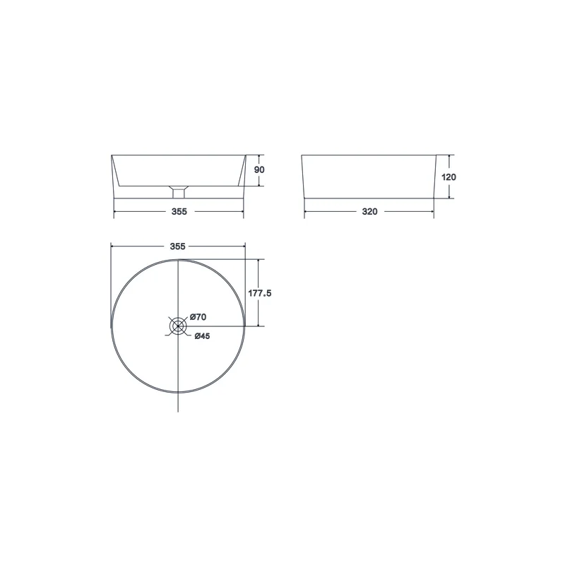 Умывальник накладной, круглый, золото брашированное, Point Виктория 37, PN43064GB