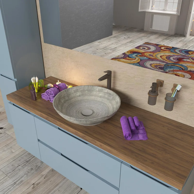 Умывальник накладной, круглый, серый матовый, Point Артемида 42, PN43152GM