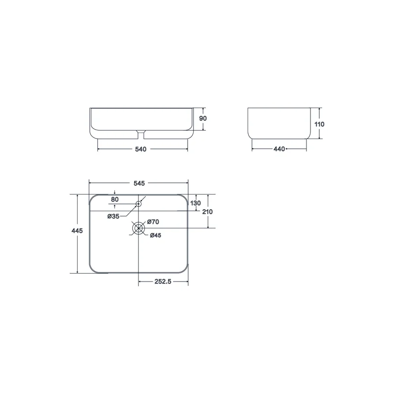 Умывальник накладной, прямоугольный, белый матовый, Point Меркурий 51, PN43833WM