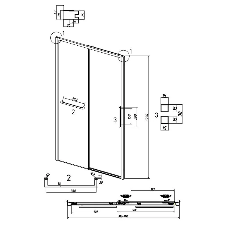 Дверь в нишу Grossman100.K33.05.100.21.10 Style (100*195) черный матовый, стекло тонированное, 1 место