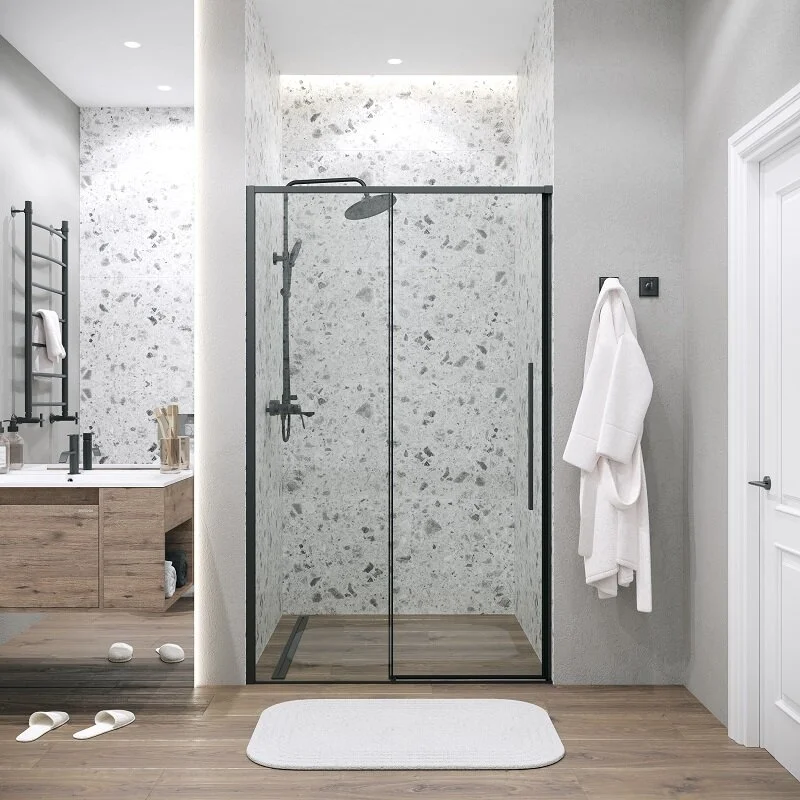 Дверь в нишу Grossman100.K33.01.100.21.00 Galaxy (100*195) черный матовый, стекло прозрачное, 1 место