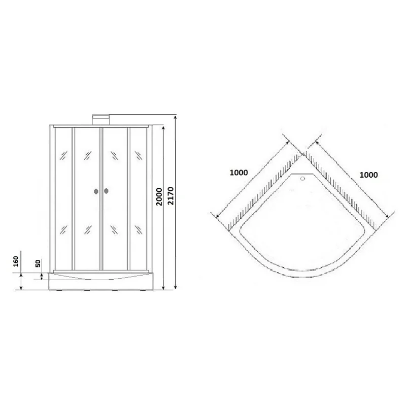 Душ.каб. GR250 (100*100*217) GROSSMAN ELEGANS 5 мест