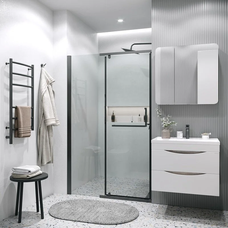 Дверь в нишу Grossman100.K33.03.120.21.00 Pragma (120*195) черный матовый, стекло прозрачное, 1 место