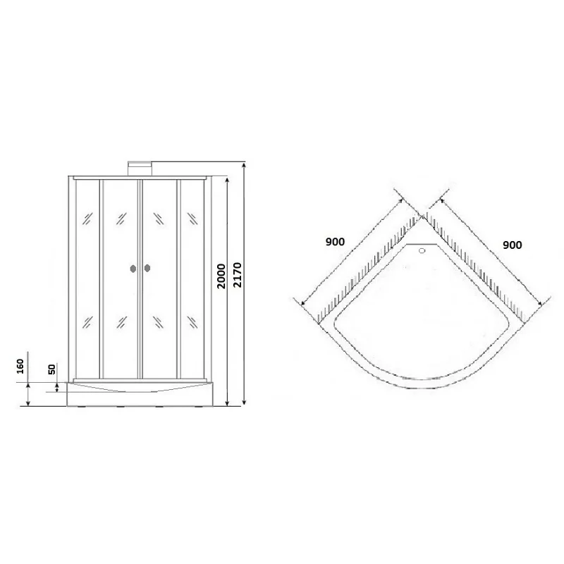 Душ.каб. GR251 (90*90*217) GROSSMAN ELEGANS 6 мест