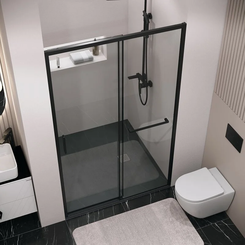 Дверь в нишу Grossman100.K33.05.130.21.00 Style (130*195) черный матовый, стекло прозрачное, 1 место