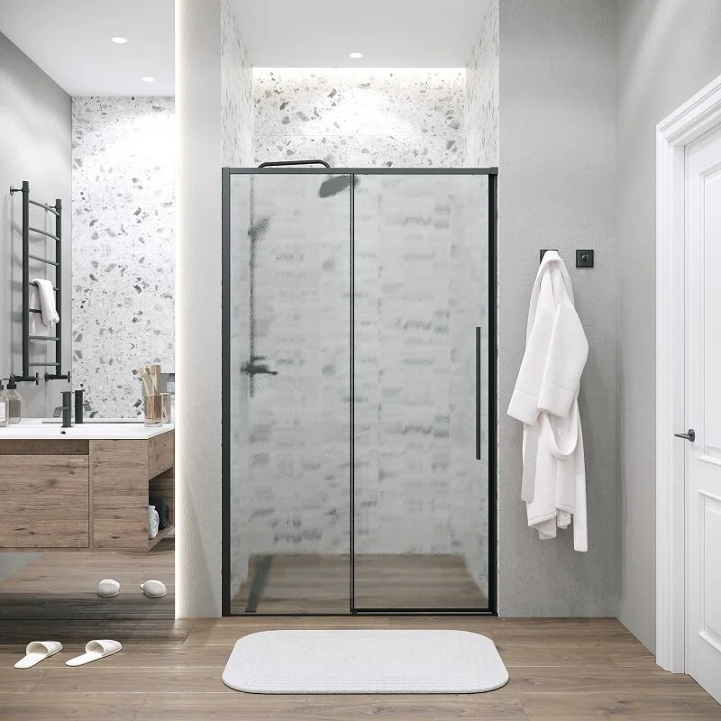 Дверь в нишу Grossman100.K33.01.110.21.02 Galaxy (110*195) черный матовый, стекло шиншилла, 1 место