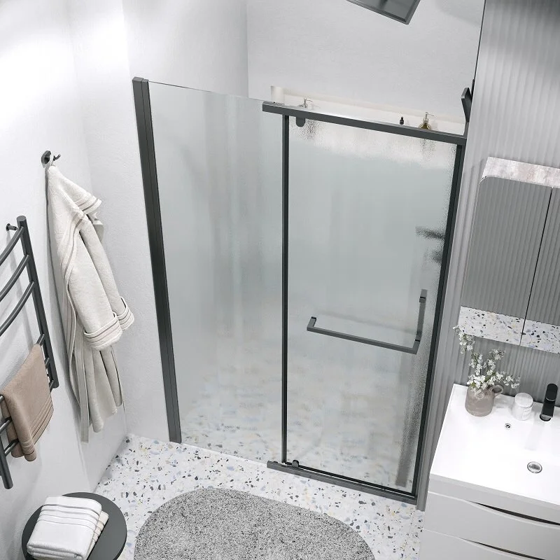 Дверь в нишу Grossman100.K33.03.120.21.02 Pragma (120*195) черный матовый, стекло шиншилла, 1 место