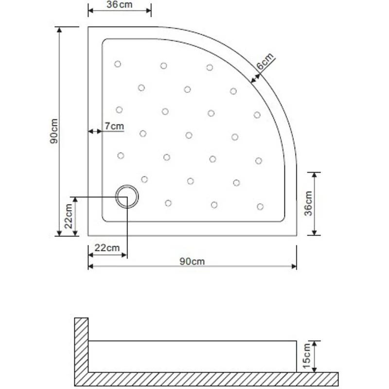 Душевой поддон Grossman 90*90*15 полукруг для GR-0090, 2090, 4090, 5090, 7090