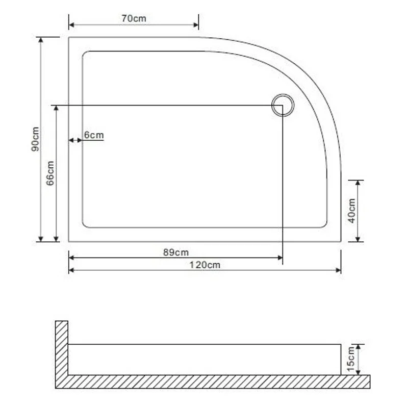 Душевой поддон Grossman 120*90*15 правый для GR-4121R