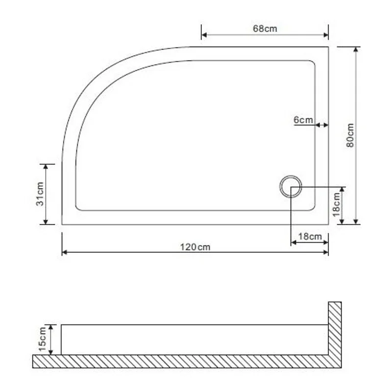 Душевой поддон Grossman 120*80*15 правый для GR-2120R, 4120R