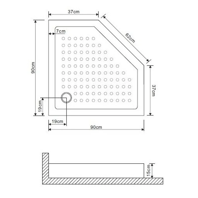 Душевой поддон Grossman 90*90*15 трапеция для GR-8090