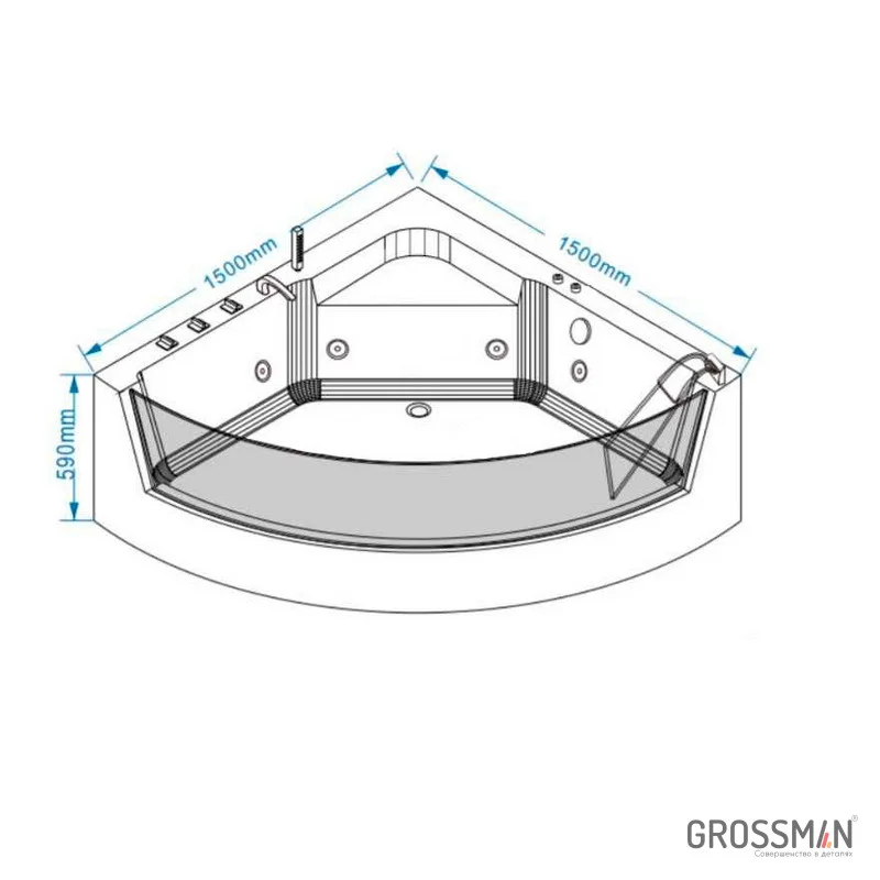 Ванна Grossman гидромассаж. GR-15000-1 (150x150x59) GROSSMAN 1 место