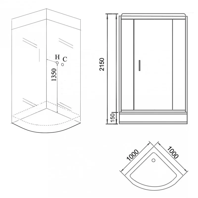 Душ.каб. GR160 (100x100x215) GROSSMAN 4 места