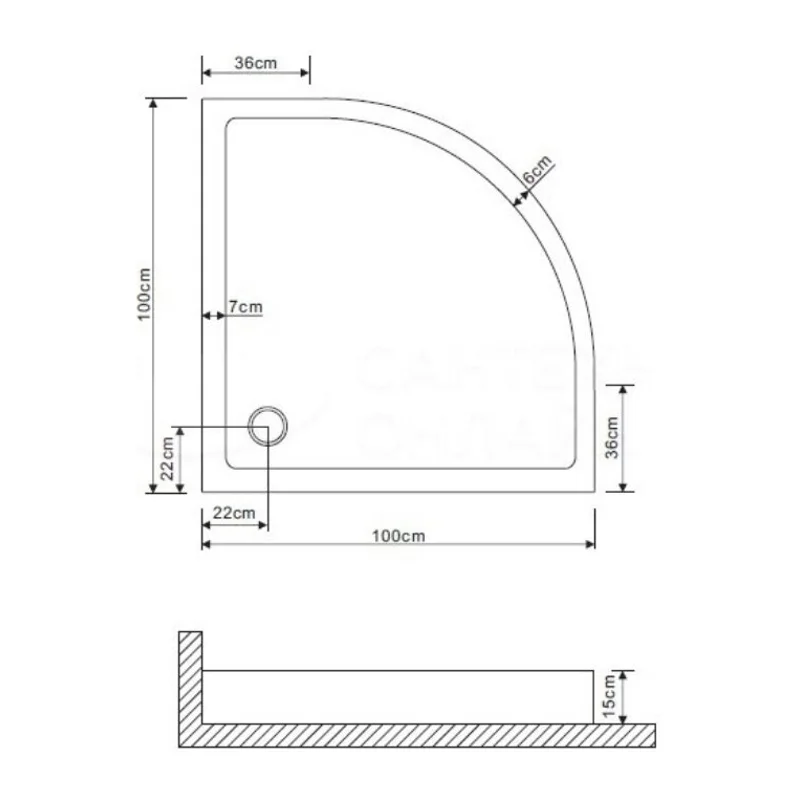 Душевой поддон Grossman 100*100*15 полукруг для GR-2100, 4100
