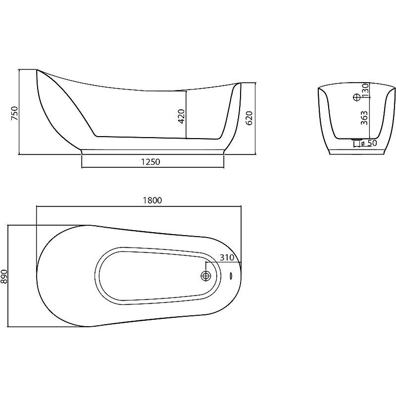 Ванна Grossman отдельностоящая GR-2503M Classic (170x87x58) GROSSMAN 1 место