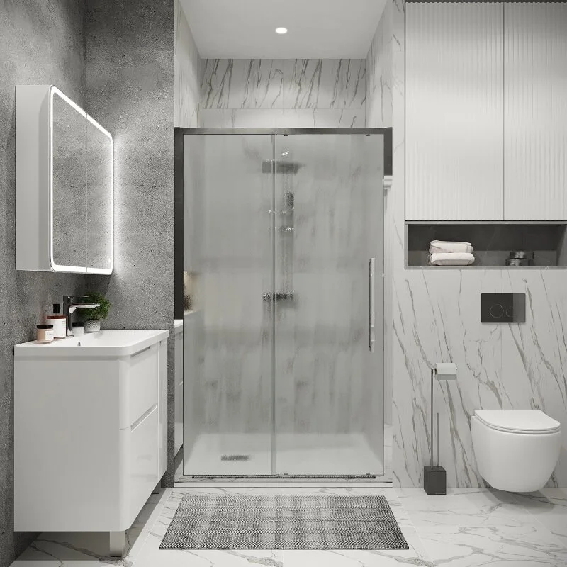 Дверь в нишу Grossman100.K33.02.120.10.02 Cosmo (120*195) хром, стекло шиншилла, 1 место