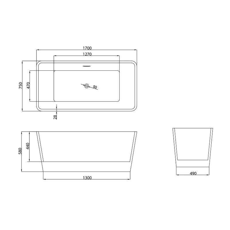 Ванна Grossman отдельностоящая GR-2022M Cristal (170x75x58) GROSSMAN 1 место