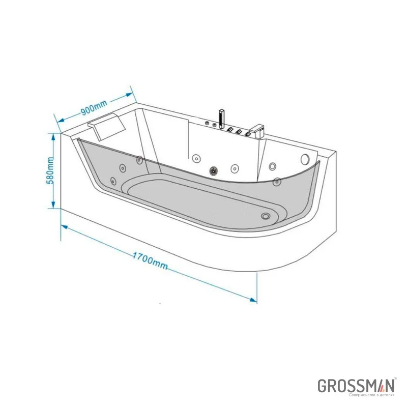 Ванна Grossman гидромассаж. GR-17000-1L (80x170x59) GROSSMAN 1 место