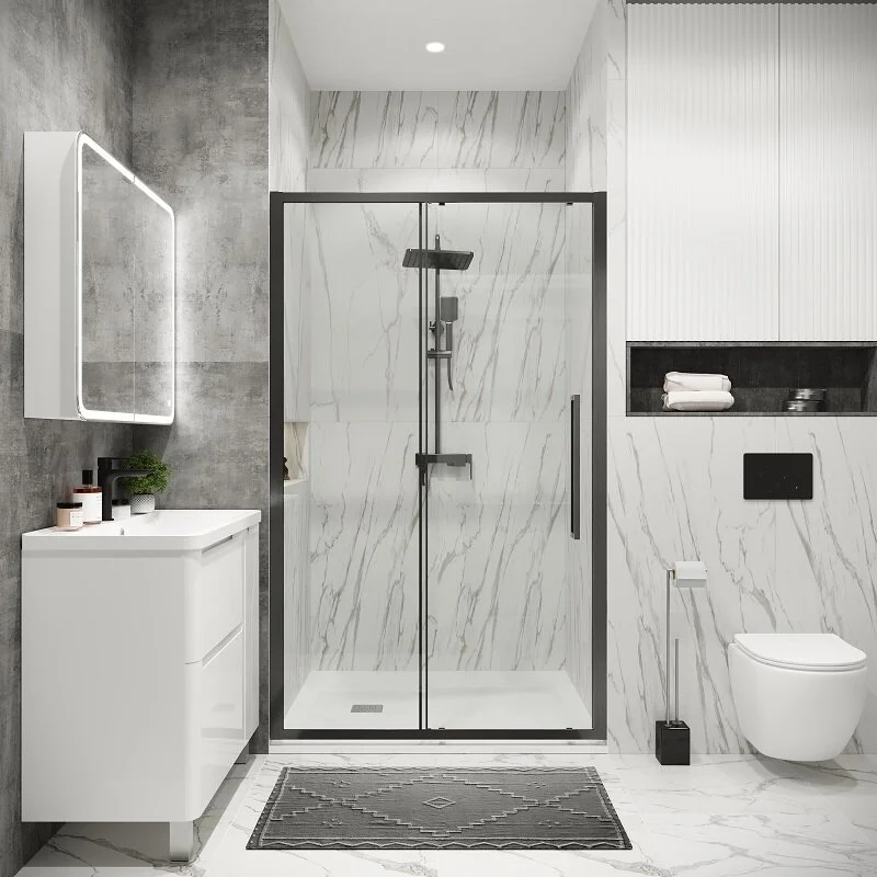 Дверь в нишу Grossman100.K33.02.130.42.00 Cosmo (130*195) графит сатин, стекло прозрачное, 1 место