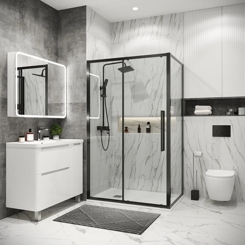 Боковая стенка Grossman 200.K33.02.90.42.00 Cosmo (90*195) графит сатин, стекло прозрачное, 1 место