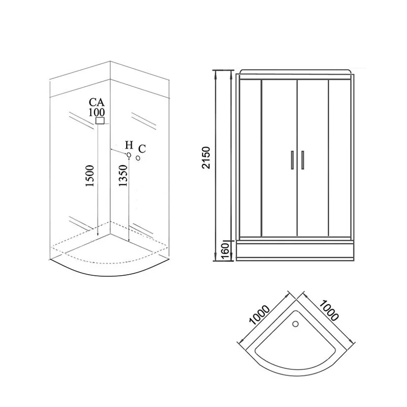 Душ.каб. GR241 (100x100x215) GROSSMAN 4 места